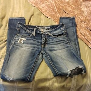 American Eagle Outfitters Women's Light Blue Ripped Skinny Jeggings